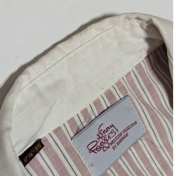 Vintage Kenny Rogers Western Snap Button Down Shirt Striepd Red White Cowboy XL - Picture 5 of 6